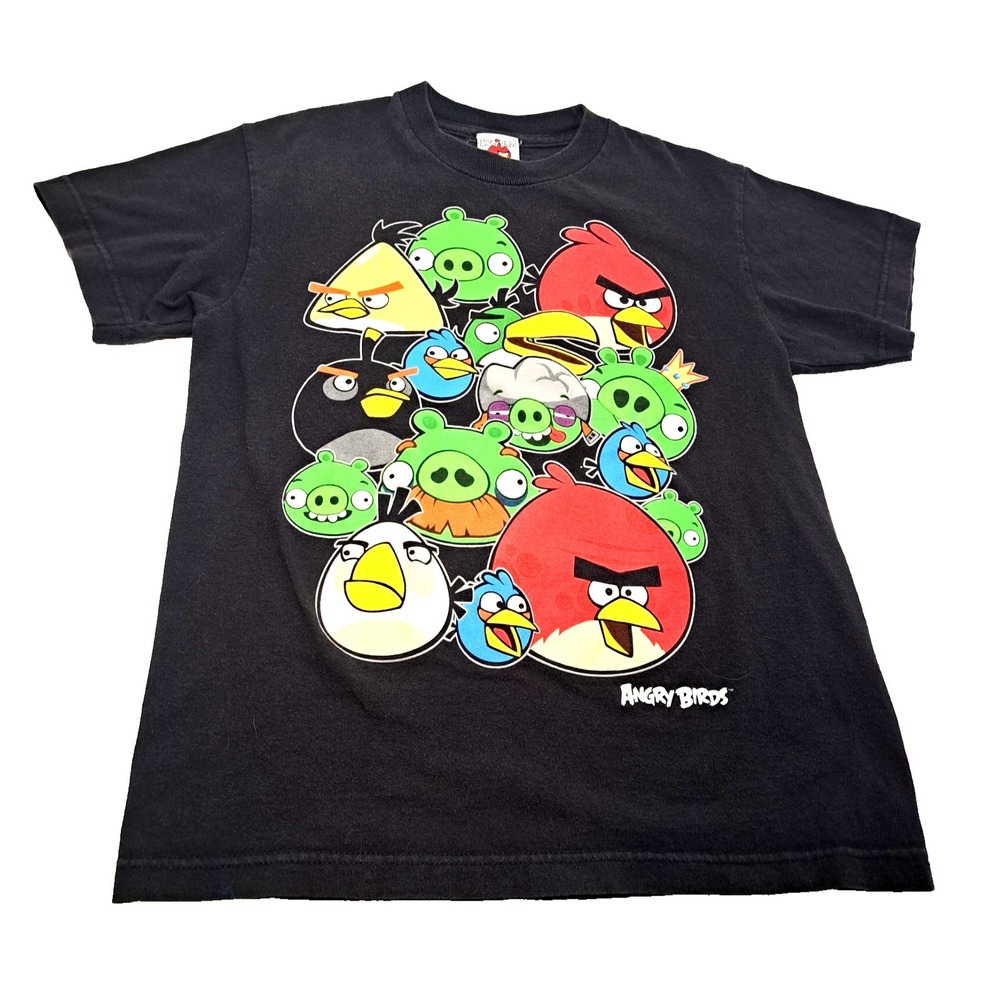 2011 Angry Birds Short Sleeve T-shirt Boys Size M 10/12 Retro 100% Cotton